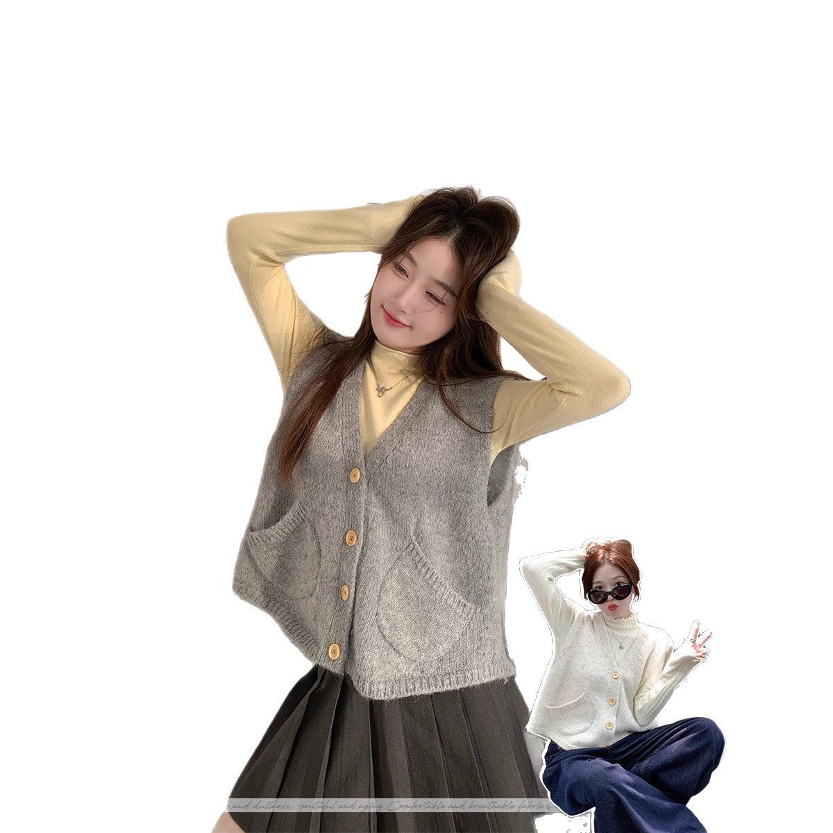 Winter New Korean Knitted Cardigan Vest Women's Vest