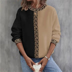 Color-blocked Hoodie Casual Sporty Round-neck Long-sleeve Top