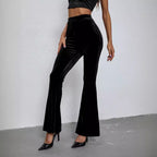 Women's Fashion Sexy Slim Solid Color High-Waist Velvet Flared Pants