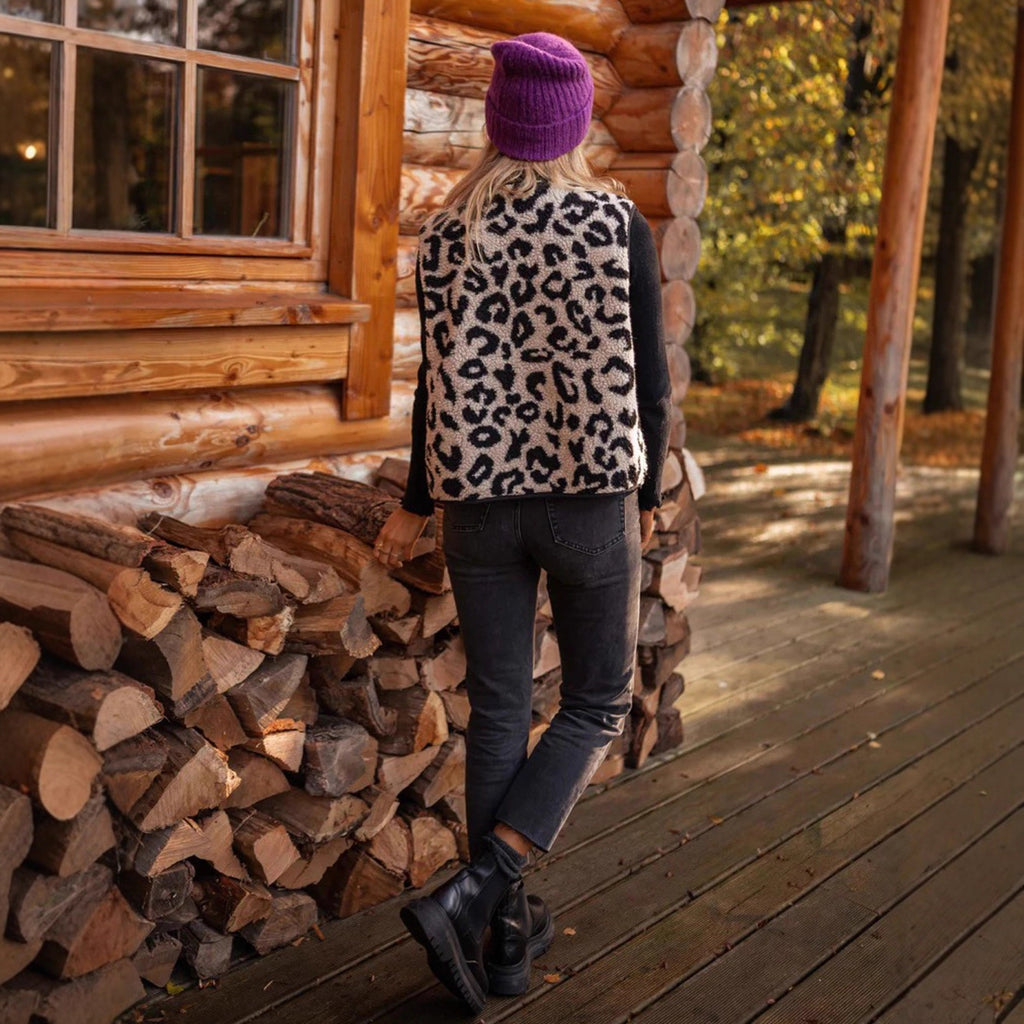 Elegant Leopard Fur Vest For Women