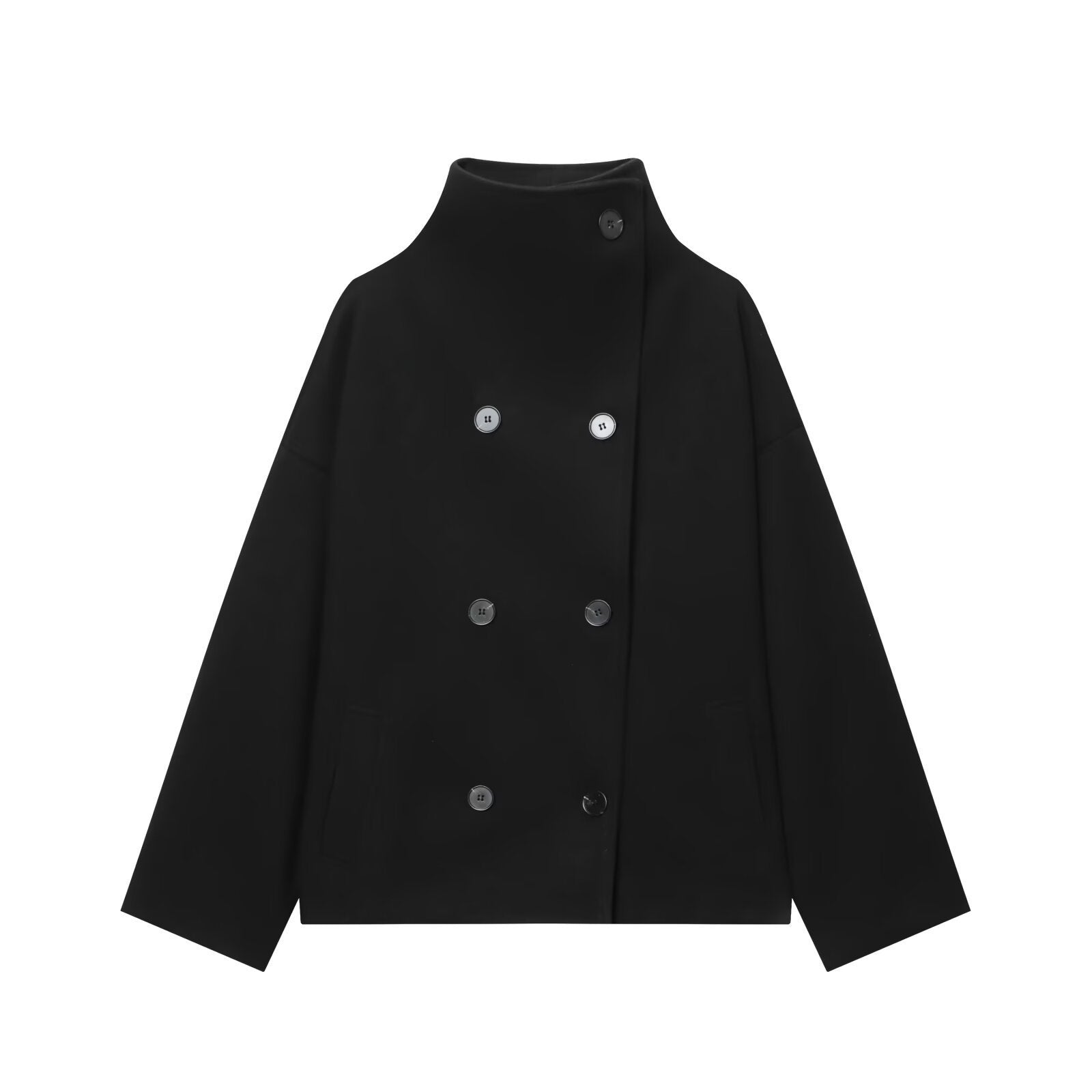 Women's High-neck Button-down Loose Knit Top