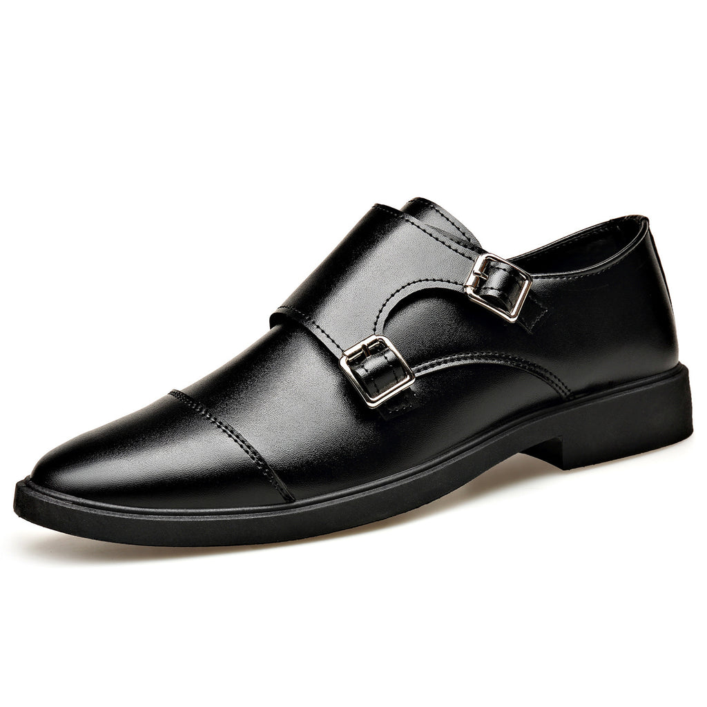 Large Size Soft Bottom Men's All-match Metal Slip-on Leather Shoes