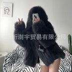 Fur Women's Clothing Fox Fur Coat Hooded Large Size Fuzzy Top