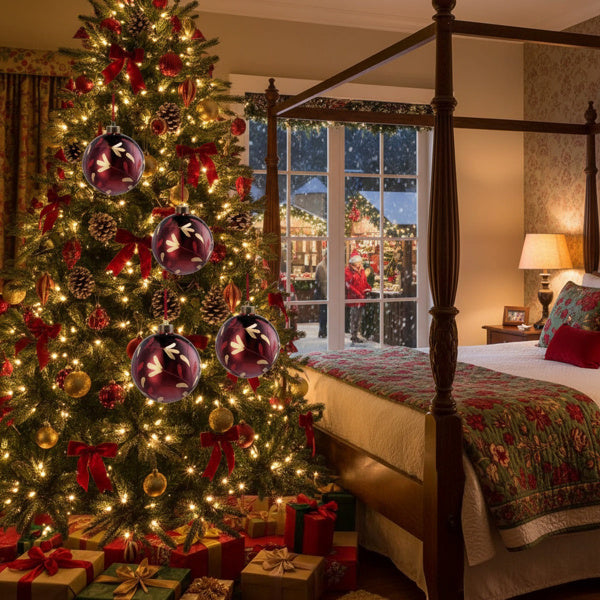 4PCS Set Christmas Glass Ball Ornaments Hanging Tree Decorations Shiny Holiday Party Decor Xmas Tree Decorations FBA Shipment - The Premium