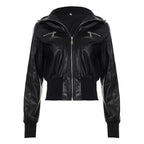 Retro Workwear Zipper Leather Jacket Coat