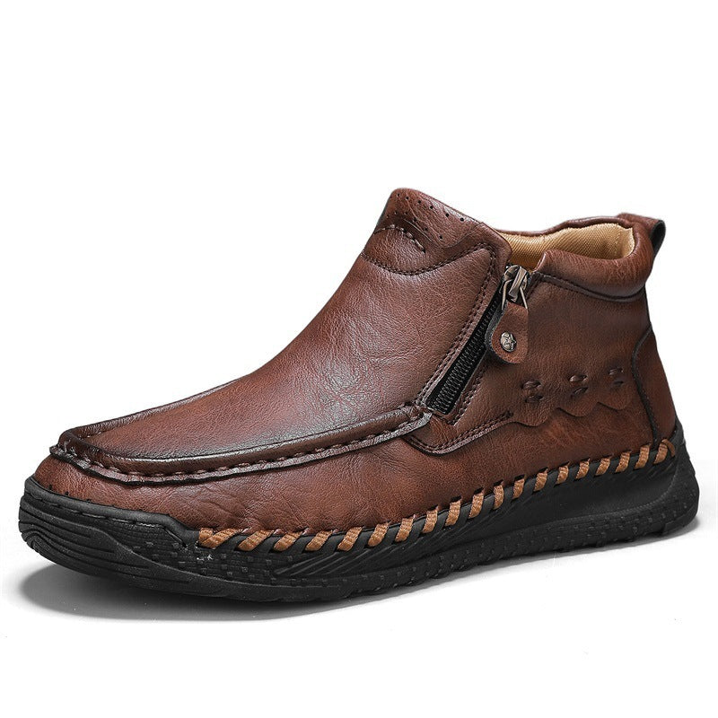 Men's Large-size Casual Hand-sewn Retro Work Boots