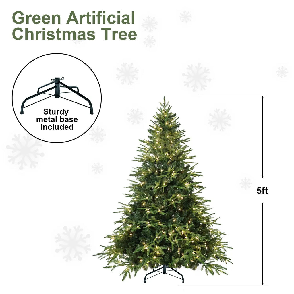 PVC Christmas Tree, Christmas Decorations, Green, With Lights - The Premium