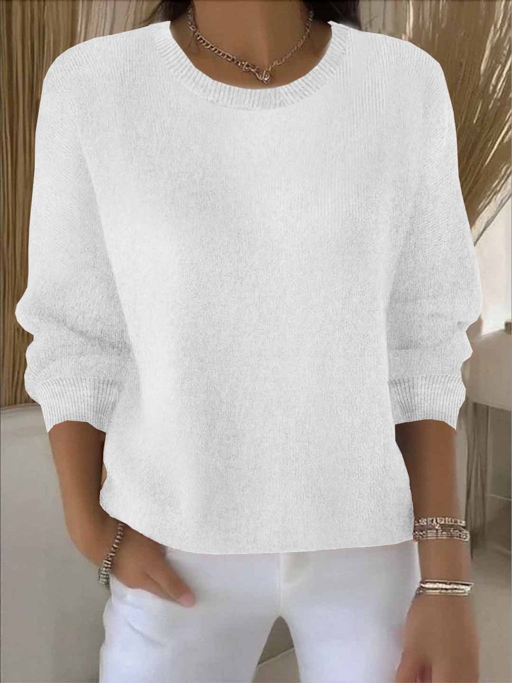 Women's Solid Color Long Sleeve Sweater