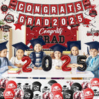 Graduation Decorations Class Of 2025 Set, Red Theme Graduation Party Supplies Of 50 Congrats Grad Banner Class Of 2025 Backdrop Balloons Hanging Swirls For High School College Celebrations - The Premium