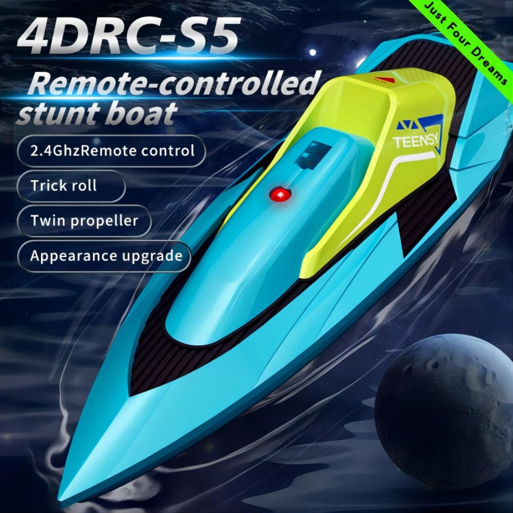 4DRC S5 Remote Control Boat For Swimming Pools And Lakes, 2.4GHz 20 MPH Racing Boat, Rechargeable Battery, Low Battery Alarm, Gifts For Boys And Girls, Logistics Sent Randomly By UPS,USPS,FEDEX