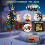 4Packs Solar Christmas Tree Lights Xmas Garden Decorations Tree Stake Lamp 20LEDs Solar Decor Light With Constant And Flashing Mode For Pathway Yard Patio Landscape