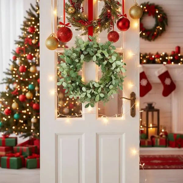Christmas Cedar Wreath Full Luxe Greenery Holiday Door Festive Pinecone & Berry Accent FBA Shipment - The Premium