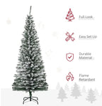 HOMCOM 6ft Artificial Snow Flocked Christmas Tree With Foldable Steel Stand Home Indoor Decoration Green