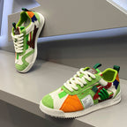 Fashion Soft Bottom Low-top Fabric Leather Stitching Breathable Personality Casual Shoes