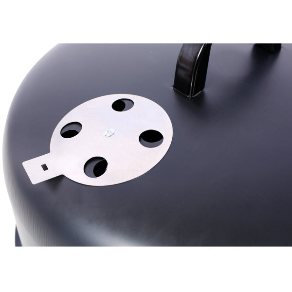 17 Inch Steel Charcoal Smoker, Heavy Duty Round Grill For Outdoor Cooking, Black