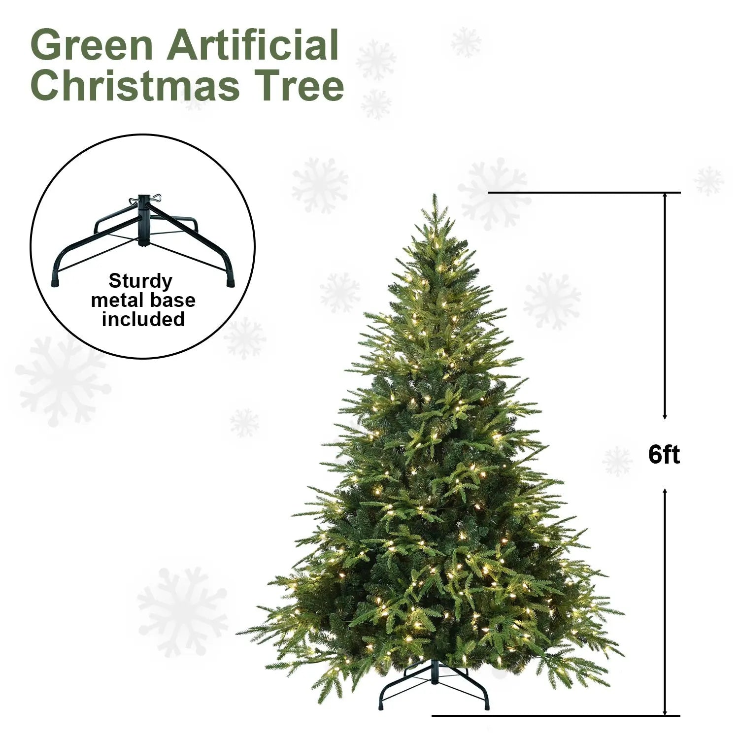 PVC Christmas Tree, Christmas Decorations, Green, With Lights - The Premium
