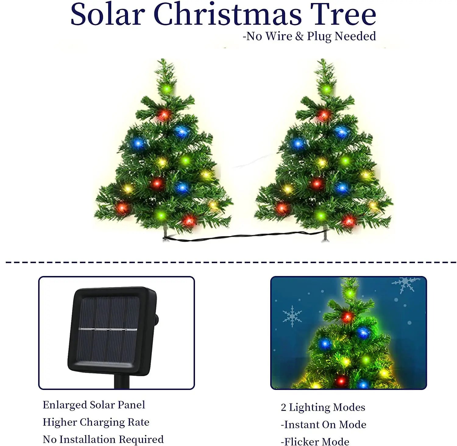 2 Packs Solar Christmas Tree, Solar Powered Pathway Christmas Tree With Multicolored LED Lights, So - The Premium