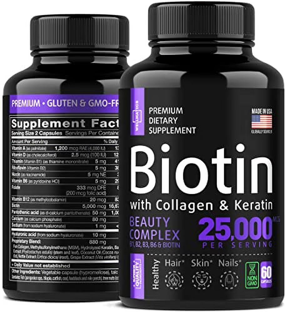 Biotin 25,000 Mcg – Boost Energy, Hair, Skin & Nails Health AJ PRIME