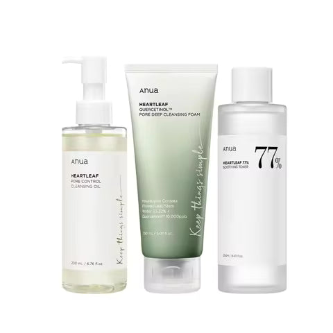 “Anua Skincare Heartleaf 77% Toner + Quercetin Oil-Control Cleansing Oil – Deep Pore Cleanse & Hydration”