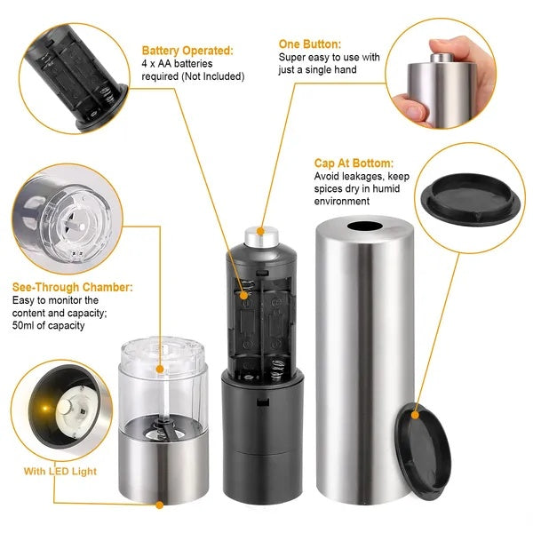 Electric Salt Pepper Grinder With Light Adjustable