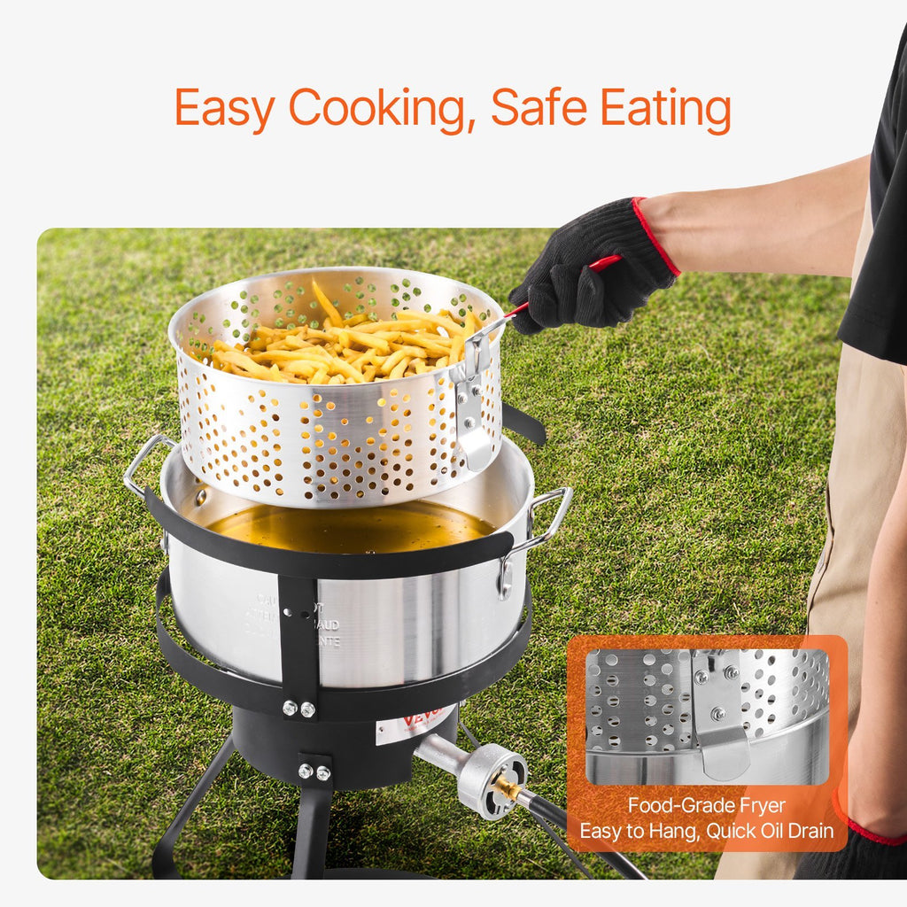 10 Qt Fish And Wing Fryer Aluminum Outdoor Propane Deep Fryer Kit With Basket