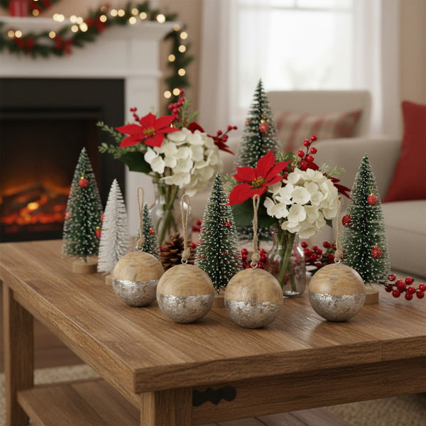 4PCS Set Christmas Hanging Ball Ornaments Wooden Tree Decorations Festive Holiday Party Decor Xmas Tree Accessories FBA Shipment - The Premium