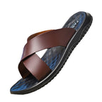 Men's Casual Soft Leather Soft Bottom Non-slip Slippers