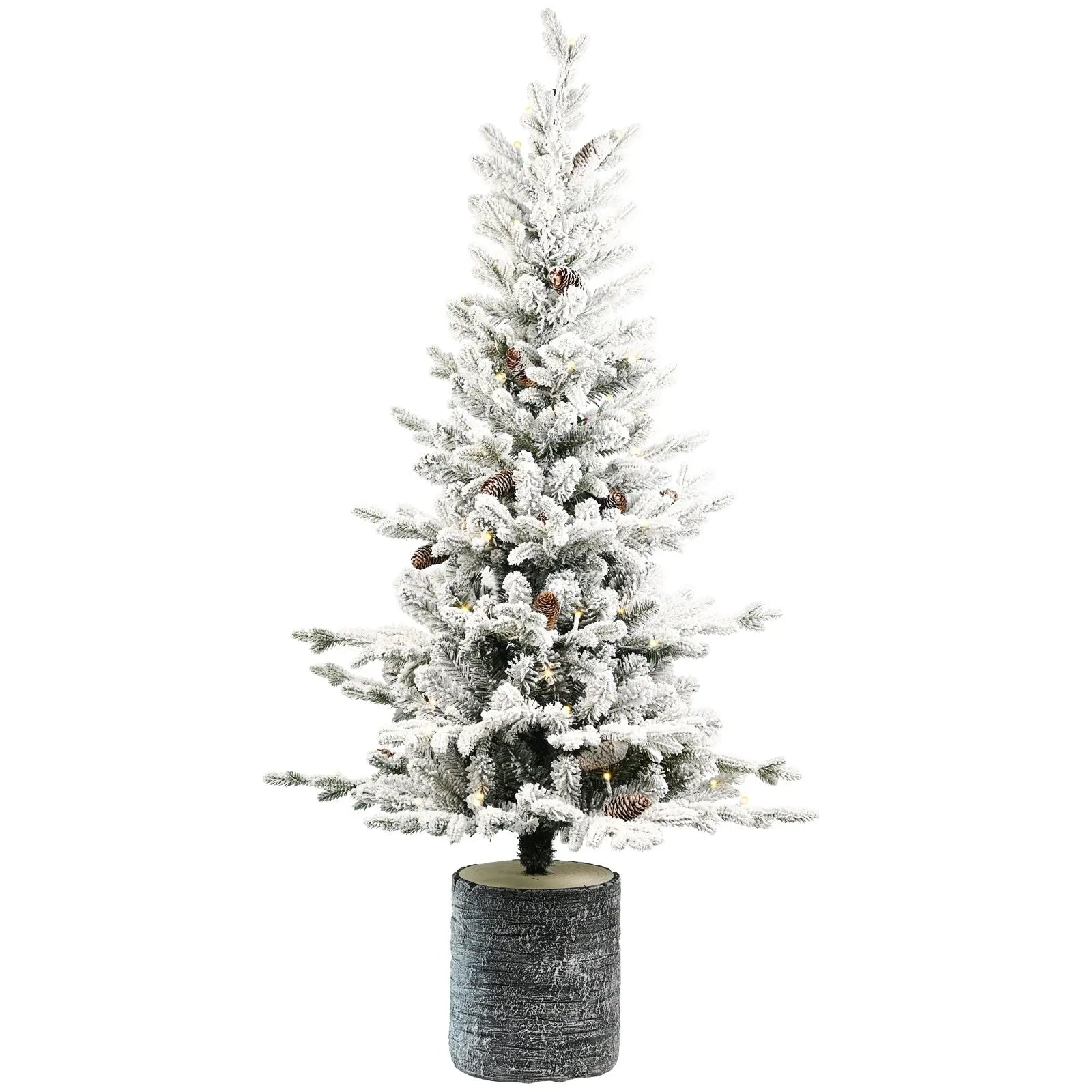 2,3,4,5,6ft PE PVC Decorated Flocking Basin Tree Artificial Christmas Tree - The Premium