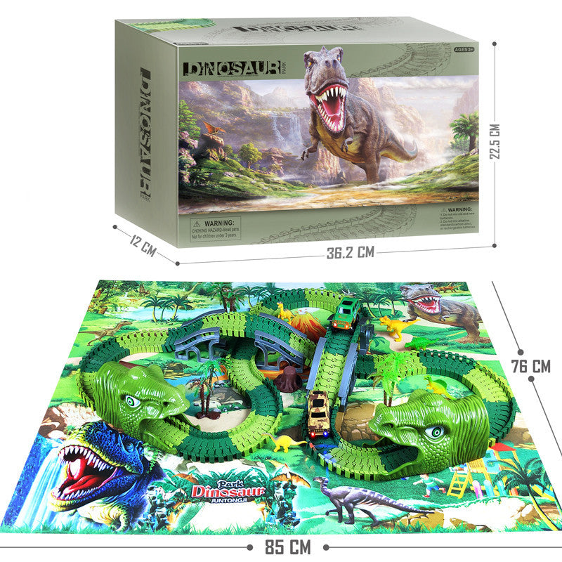 Children's Electric Assembled Track Racing Simulation Animal Tyrannosaurus Dinosaur Toy Puzzle Boy Gift