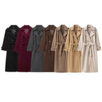 British-style Double-breasted Long Wool Coat For Women