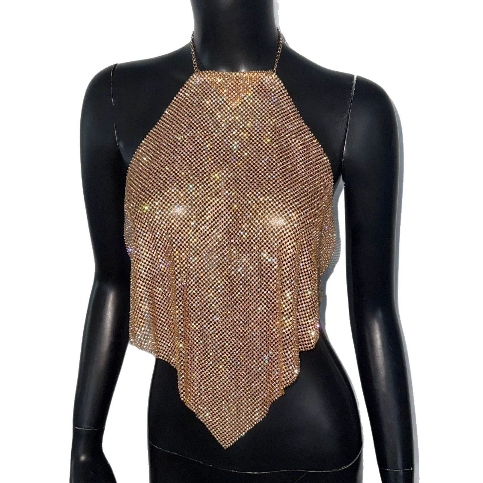 Metal Sequins Full Diamond Camisole Party Hot Girl Halter Vest