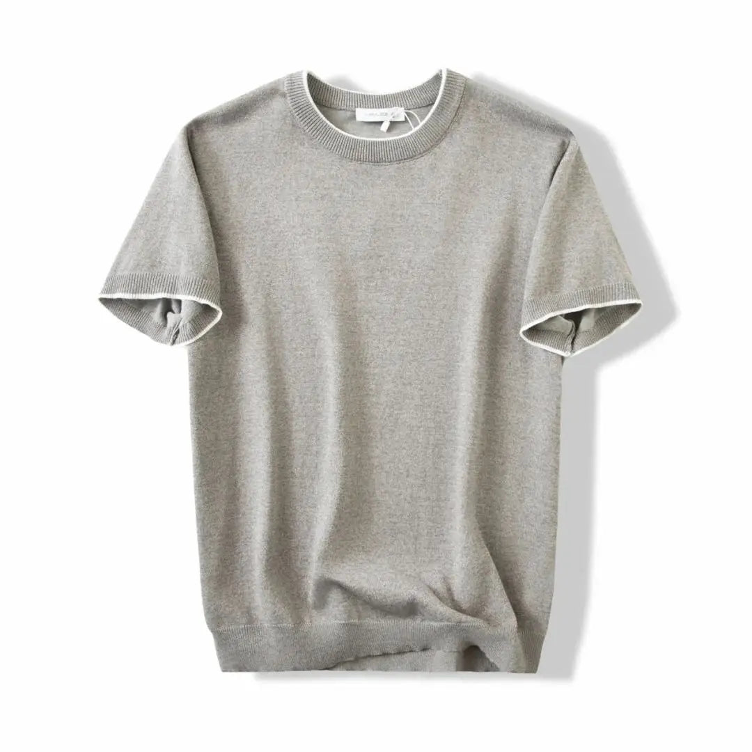 Lazy And Versatile Knitted Round Neck T-shirt For Men - The Premium