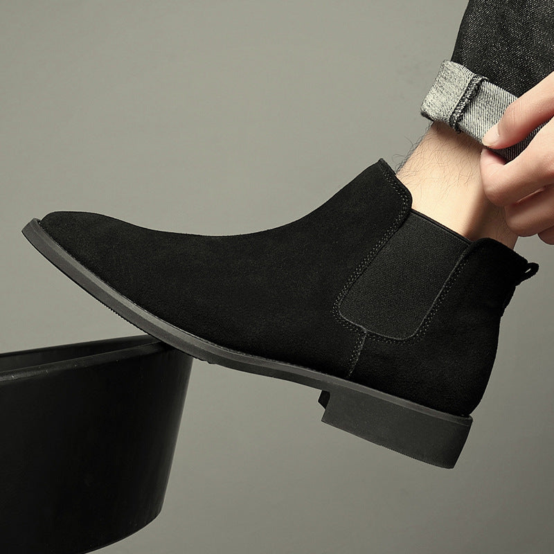 Breathable Autumn And Winter British Style Pointed Suede Short Martin Boots For Men