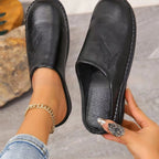 New Round Toe Flat Bottom Foreign Trade Plus Size Slip-on Lofter Half Slippers