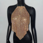 Metal Sequins Full Diamond Camisole Party Hot Girl Halter Vest