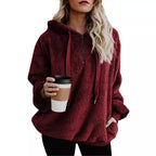 Long Sleeve Zipper Hooded Color Women's Sweatshirt Fleece Jacket
