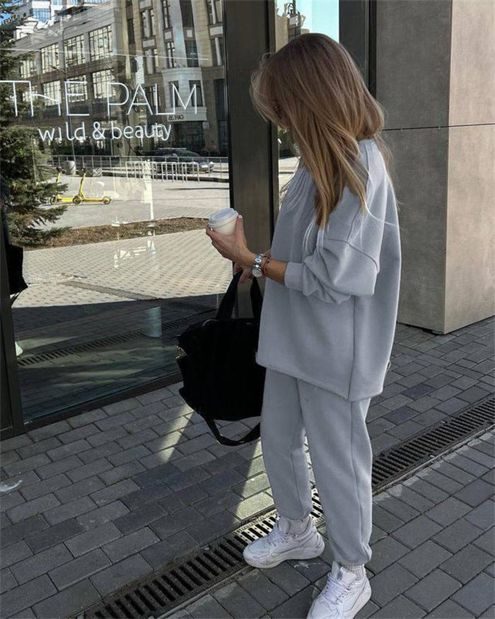 Fashionable Elastic Waistband Pants Two-piece Set