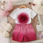 T-shirt Gradient Denim Shorts Two-piece Set