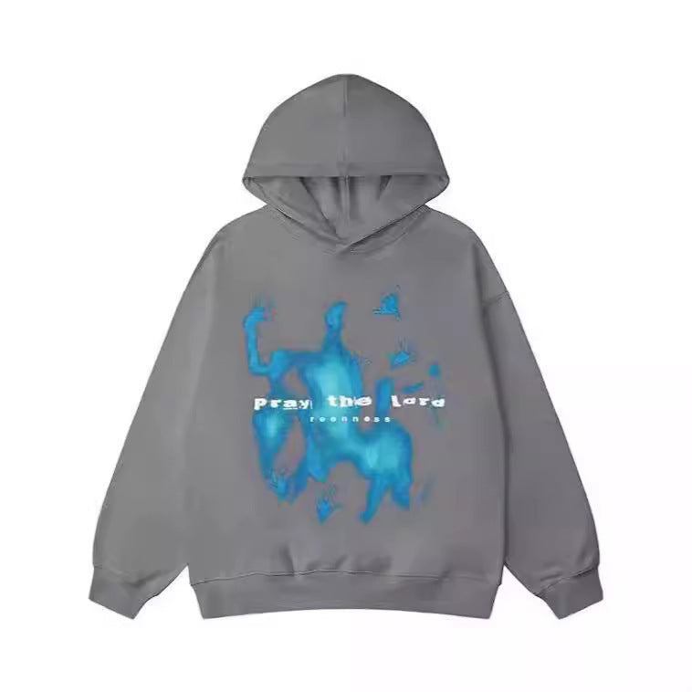 Hip-Hop Street Graffiti Hoodie Retro Casual Sports Brushed Hoody
