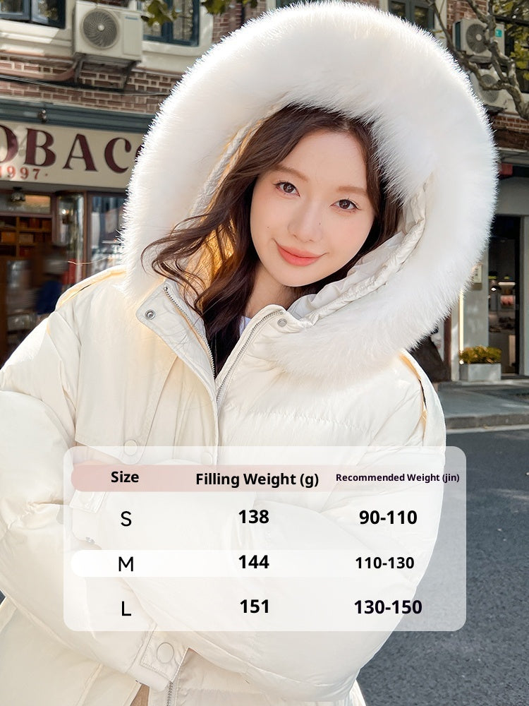 Women's Mid-length Fox Fur Collar Down Jacket