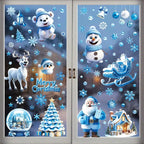 9 Sheets Christmas Window Stickers Blue Gnome Double-Sided Printed Xmas Self-Adhesive Window Sticker PVC Snowflakes Window Sticker For Christmas Home Window Indoor Garden Decoration - The Premium