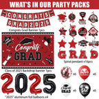 Graduation Decorations Class Of 2025 Set, Red Theme Graduation Party Supplies Of 50 Congrats Grad Banner Class Of 2025 Backdrop Balloons Hanging Swirls For High School College Celebrations - The Premium