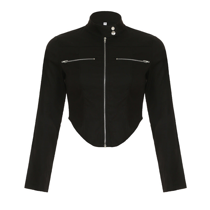 New Stand-up Collar Slim Fit Short Zipper Jacket