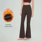 Autumn And Winter Thickened Fleece High-waisted Butt-lifting Slim Flare Pants For Women