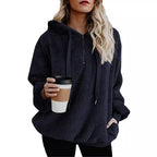 Long Sleeve Zipper Hooded Color Women's Sweatshirt Fleece Jacket