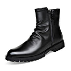 Autumn And Winter British Style Men's Leather Boots High-top Zipper Martin Boots