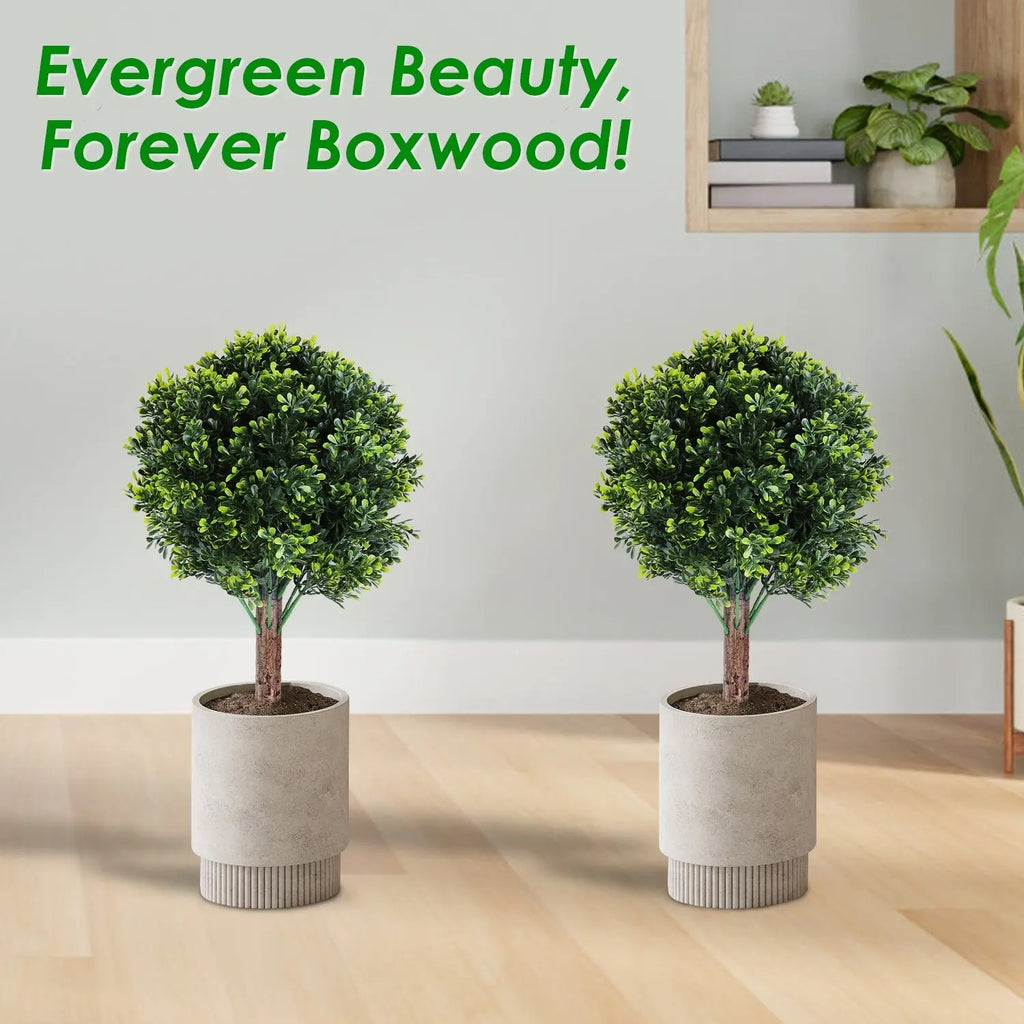 2 Packs Faux Boxwood Ball Trees Artificial Peanut Topiary Tree UV Resistant Artificial Shrubs Fake Plants Evergreen Artificial Bush With Ground Spike For Indoor Outdoor Front Porch Garden - The Premium