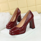 Waterproof Platform Square-toe Ultra-high Heels Women's Shoes