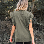 Green Bay Ruffled Patchwork Denim Jacket Vest