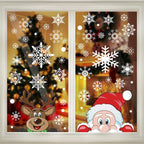 4Sheets Christmas Snowflake Window Clings Stickers For Glass Reusable Double Sided Self Adhesive Static Stickers Xmas Snowflake Reindeer Santa Window Decals Decorations Stickers For Christmas Window D - The Premium